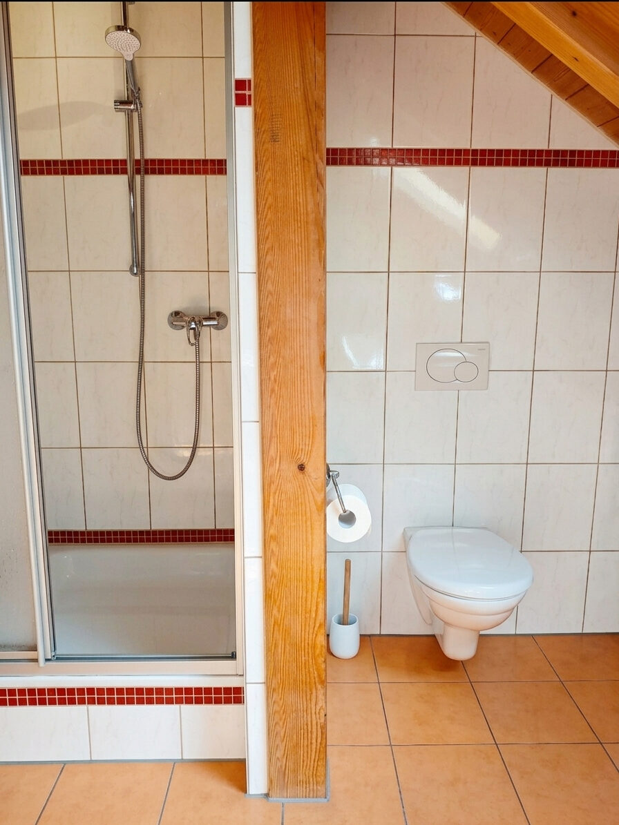 Badezimmer mit Dusche und WC